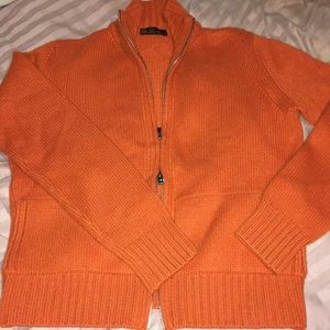 Loro Piana double zip sweater orange Cashmere